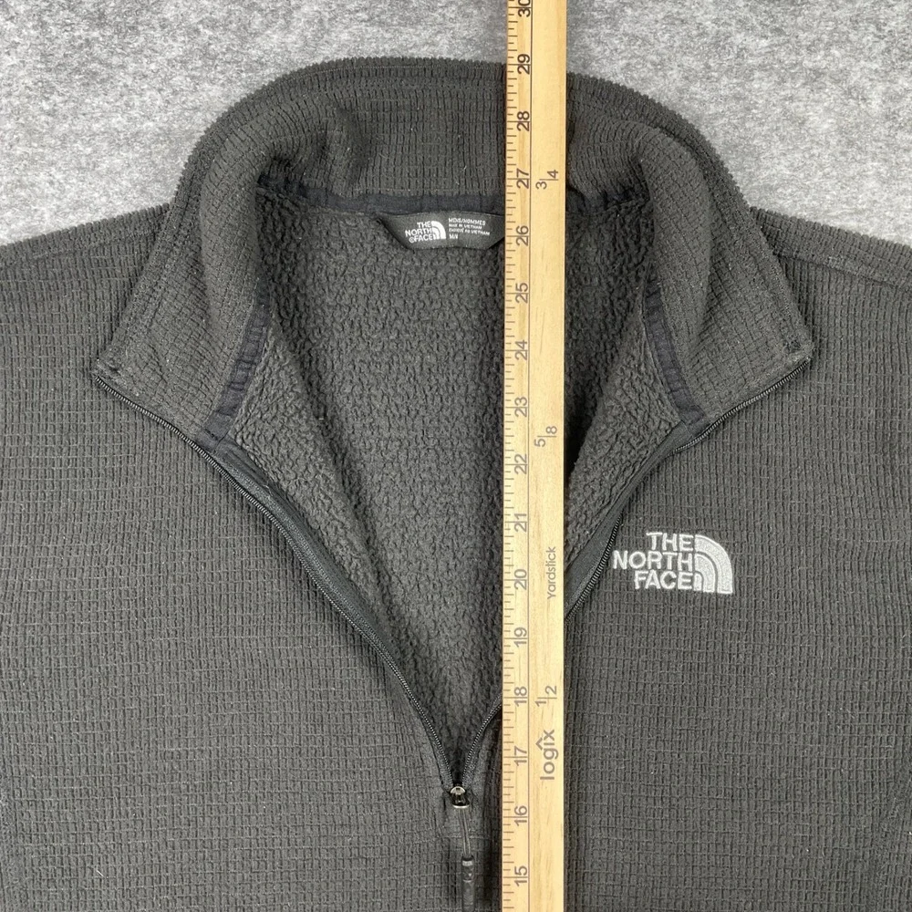 The North Face 1/4 Zip Pullover Mens M Black Outdoor Hiking Waffle Knit Fleece
